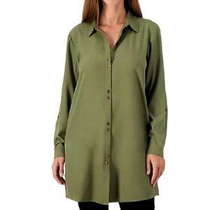 Susan Graver Petite Stretch Woven Button Front Duster X LARGE PETITE (866)